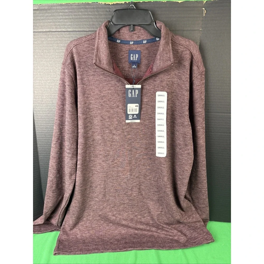 Gap Men Half Zip Pullover Sweater Port Royale Maroon Small NWT